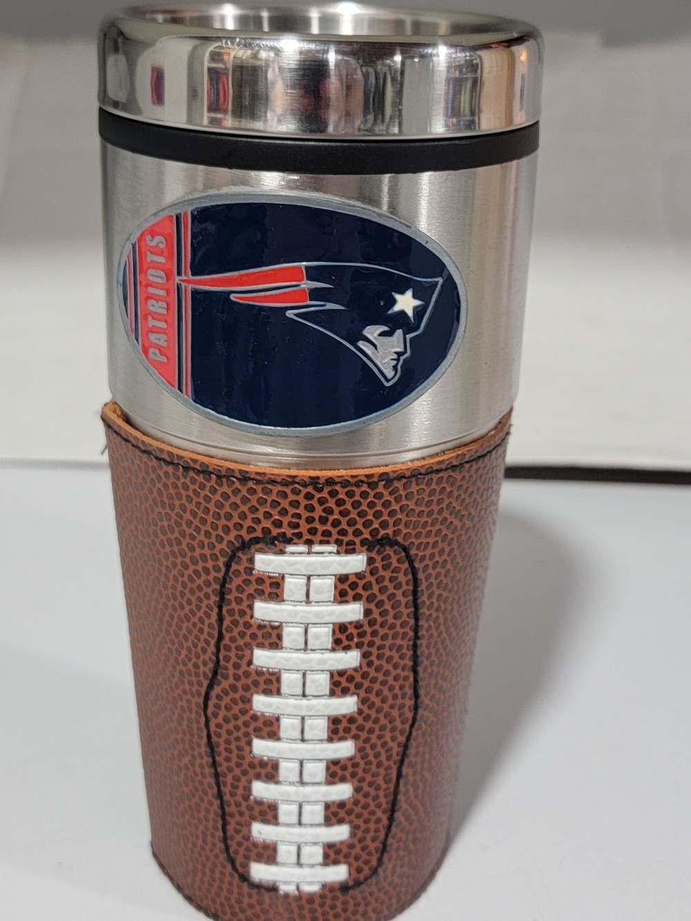 New England Patriots stainless steel travel mug. With Sleeve- 20oz